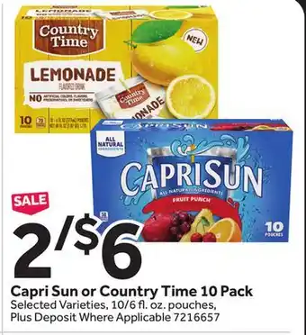 Stop&Shop Capri Sun or Country Time 10 Pack offer