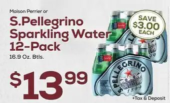 DeCicco & Sons Maison Perrier or S. Pellegrino Sparkling Water 12-Pack offer
