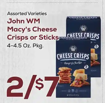 DeCicco & Sons John WM Macy's Cheese Crisps or Sticks offer