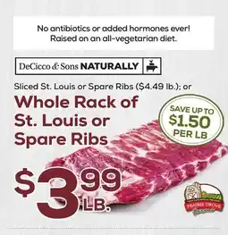 DeCicco & Sons Sliced St. Louis or Whole Rack of St. Louis or Spare Ribs offer
