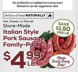 DeCicco & Sons Italian Style Pork Sausage Family-Pack offer