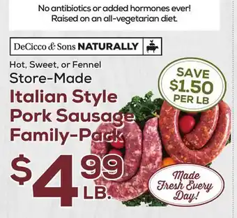 DeCicco & Sons Italian Style Pork Sausage Family-Pack offer