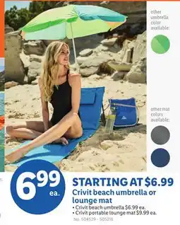 Lidl Crivit beach umbrella or lounge mat offer