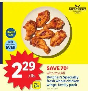 Lidl myLidl Butcher's Specialty fresh whole chicken wings, family pack offer