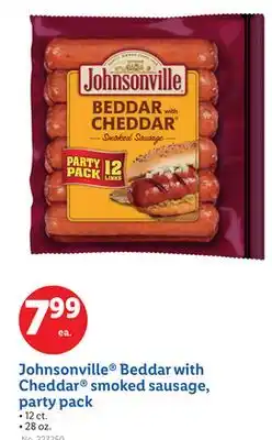 Lidl Johnsonville Beddar with Cheddar smoked sausage, party pack offer