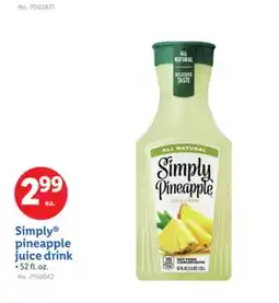 Lidl Simply pineapple juice drink offer