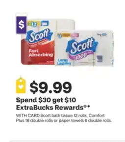 CVS Scott bath tissue 12 rolls, Comfort Plus 18 double rolls or paper towels 6 double rolls offer