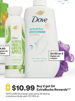 CVS Dove body wash pump 30-30.6 oz or premium body wash 17.5-18.5 oz offer