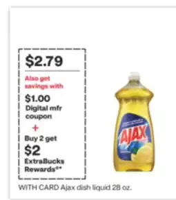 CVS Ajax dish liquid 28 oz. WITH CARD Palmolive 20 oz offer