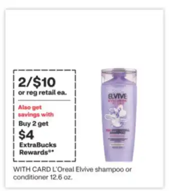 CVS L'Oreal Elvive shampoo or conditioner 12.6 oz offer