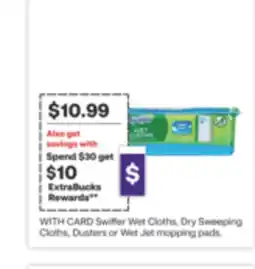 CVS Swiffer Wet Cloths, Dry Sweeping Cloths, Dusters or Wet Jet mopping pads offer