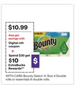 CVS Bounty Select-A-Size 4 Double rolls or essentials 6 double rolls offer