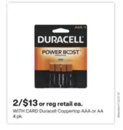 CVS Duracell Coppertop AAA or AA 4 pk offer