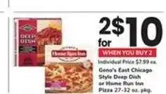 Safeway Geno's East Chicago Style Deep Dish or Home Run Inn Pizza offer