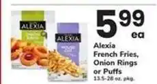 Safeway Alexia French Fries, Onion Rings or Puffs offer