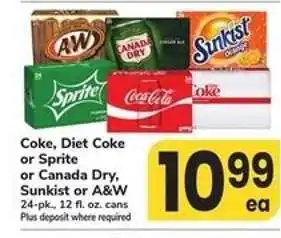 Safeway Coke, Diet Coke or Sprite or Canada Dry, Sunkist or A&W offer