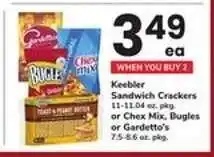 Safeway Keebler Sandwich Crackers or Chex Mix, Bugles or Gardetto's offer