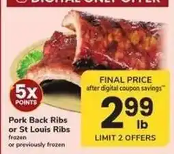 Safeway Pork Back Ribs or St Louis Ribs offer
