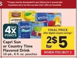 Safeway Capri Sun or Country Time Flavored Drink offer