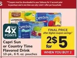 Safeway Capri Sun or Country Time Flavored Drink offer