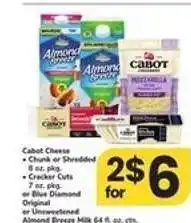 Safeway Cabot Cheese or Blue Diamond Almond Breeze Milk offer