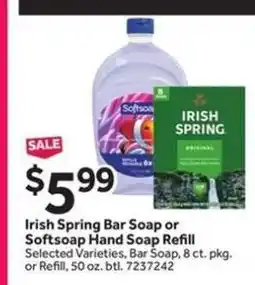Stop&Shop Irish Spring bar soap or Softsoap hand soap refill offer