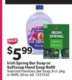 Stop&Shop Irish Spring bar soap or Softsoap hand soap refill offer