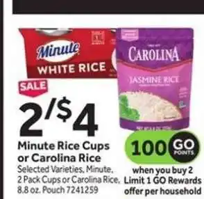 Stop&Shop Minute Rice Cups or Carolina Rice offer