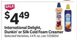 Stop&Shop International Delight, Dunkin’ or Silk Cold Foam Creamer offer