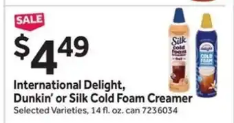 Stop&Shop International Delight, Dunkin’ or Silk Cold Foam Creamer offer