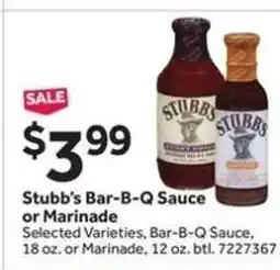 Stop&Shop Stubb's Bar-B-Q Sauce or Marinade offer