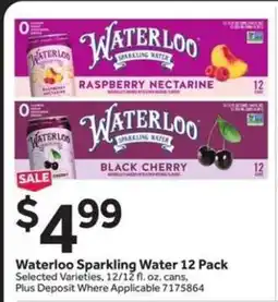 Stop&Shop Waterloo Sparkling Water 12 Pack offer