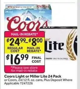 Stop&Shop Coors Light or Miller Lite 24 Pack offer