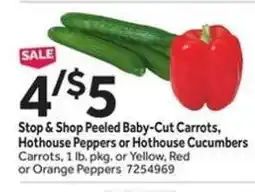 Stop&Shop Stop & Shop Peeled Baby-Cut Carrots, Hothouse Peppers or Hothouse Cucumbers offer
