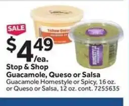 Stop&Shop Stop & Shop Guacamole, Queso or Salsa offer