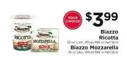 ShopRite Biazzo Ricotta / Biazzo Mozzarella offer