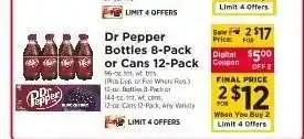 ShopRite Dr Pepper Bottles 8-Pack or Cans 12-Pack offer