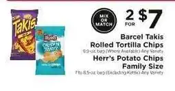 ShopRite Barcel Takis Rolled Tortilla Chips & Herr’s Potato Chips Family Size offer