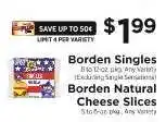 ShopRite Borden Singles / Borden Natural Cheese Slices offer