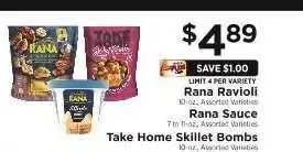 ShopRite Rana Ravioli / Rana Sauce / Take Home Skillet Bombs offer