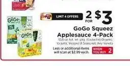 ShopRite GoGo Squeez Applesauce 4-Pack offer