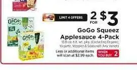ShopRite GoGo Squeez Applesauce 4-Pack offer