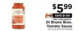 ShopRite Di Bruno Bros. Tomato Sauce offer