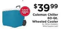 ShopRite Coleman Chiller 60-Qt. Wheeled Cooler offer