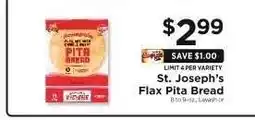 ShopRite St. Joseph’s Flax Pita Bread offer