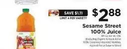 ShopRite Sesame Street 100% Juice offer