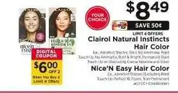 ShopRite Clairol Natural Instincts Hair Color / Nice'N Easy Hair Color offer