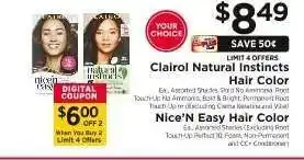 ShopRite Clairol Natural Instincts Hair Color / Nice'N Easy Hair Color offer
