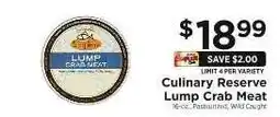 ShopRite Culinary Reserve Lump Crab Meat offer
