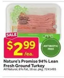 Stop&Shop Nature’s Promise 94% Lean Fresh Ground Turkey offer